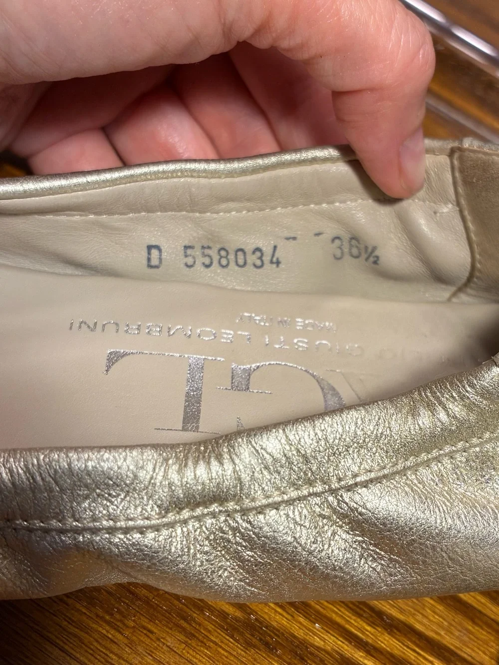 AGL Italy Made Metallic Gold Leather Patent Cap Toe Ballet Flats EU 36.5 US 6.5